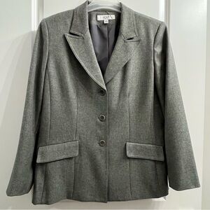 Le Suit Women’s Grey Herringbone Blazer Jacket Size 16